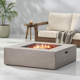 Contemporary 50,000 BTU Square MgO Fire Table with Clean Lines in Light Grey