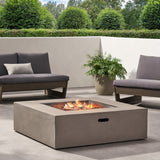 Contemporary 50,000 BTU Square MgO Fire Table with Clean Lines in Light Grey