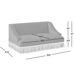 Duchess 33' Medium Princess Pet Bed Sofa with Fringe Skirt, Peach Orange Performance Velvet