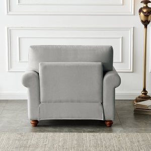 Living Room Single Seat Sofa Chair with Wood Legs in Grey Fabric