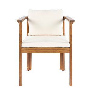 Outdoor Dining Chair Set of 2 with Curved Acacia Wood Arms