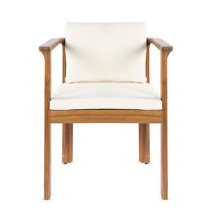 Outdoor Dining Chair Set of 4 with Curved Acacia Wood Arms