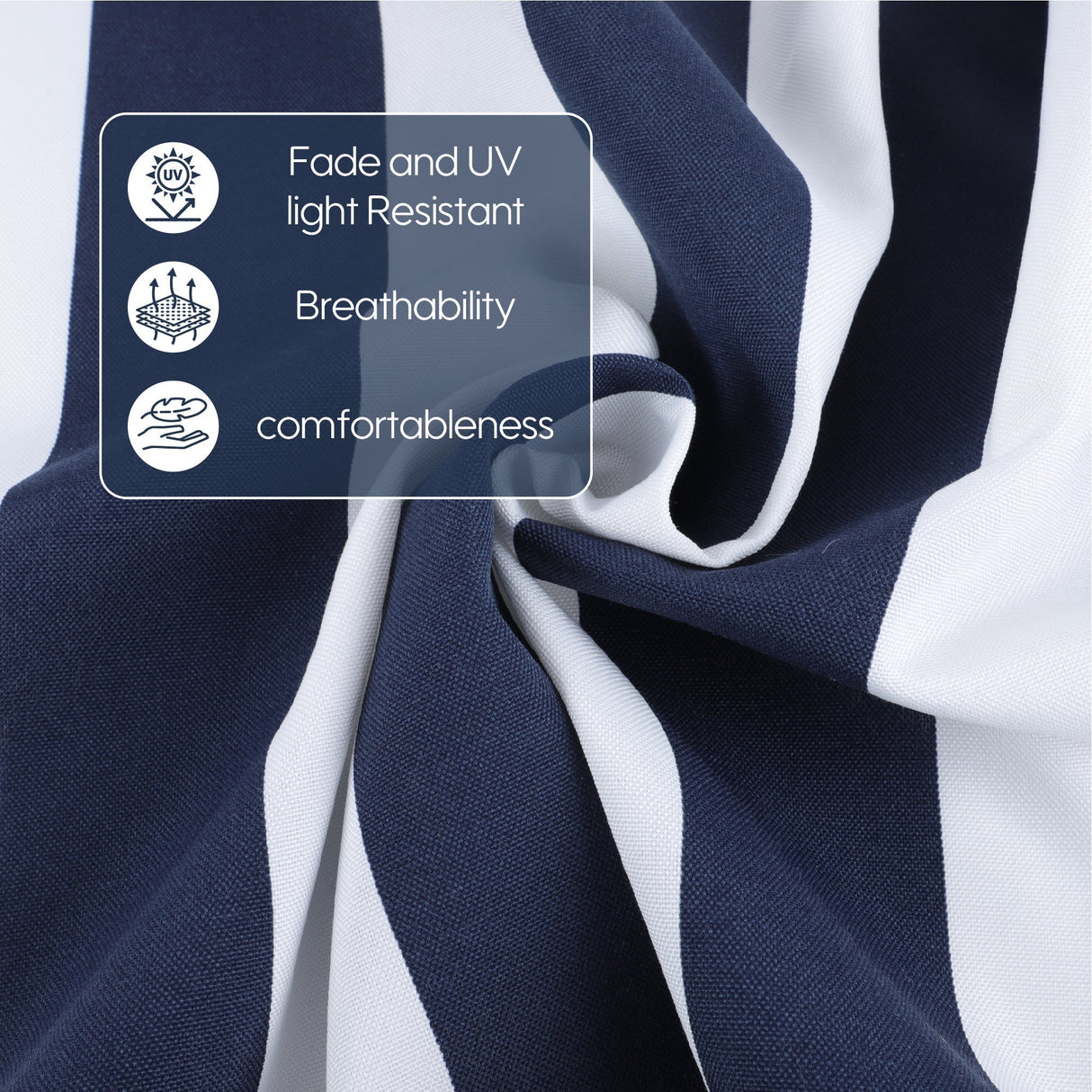 2-Piece High Back Chair Cushion Set, Navy Blue/White