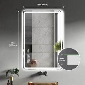 24X40 Inch LED Bathroom Mirror Vanity with Front Lights