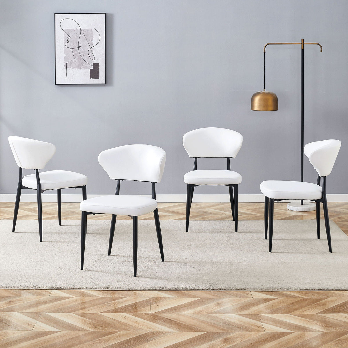 Minimalist Ergonomic Dining Chair With Curved Backres (Set of 4)