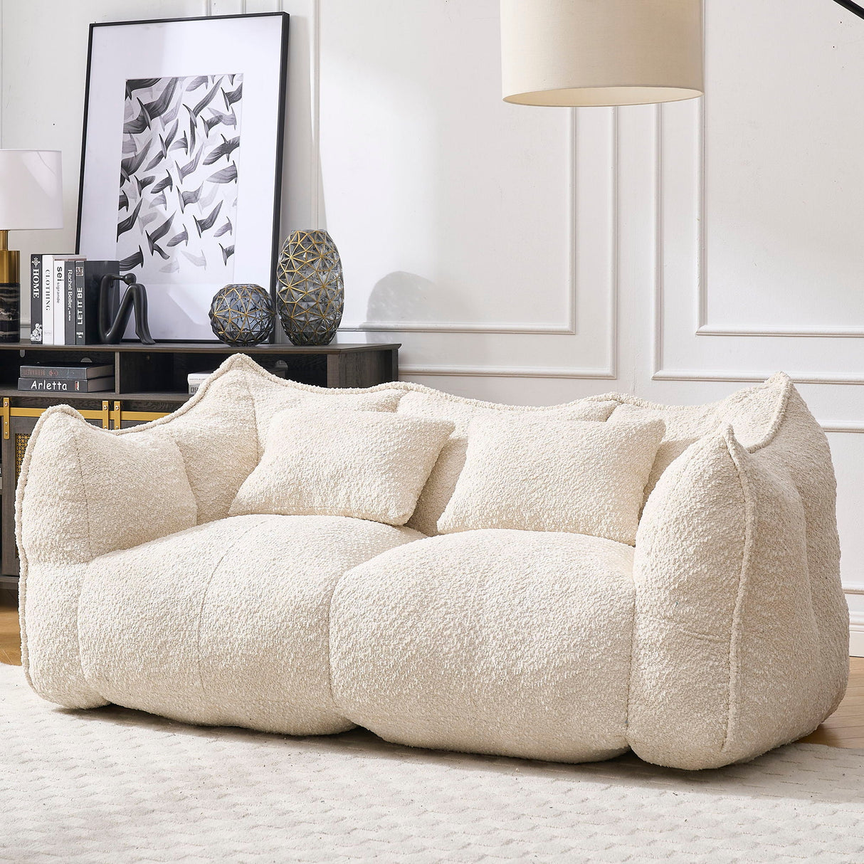 Comfortable Dual Beanbag Chair With High Resilience Foam Core For 2 People