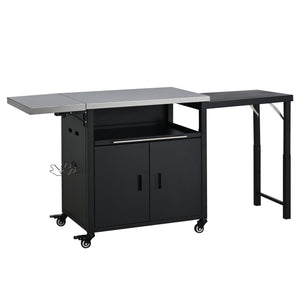 Foldable Outdoor Prep Station BBQ Cart Patio Dining Cart