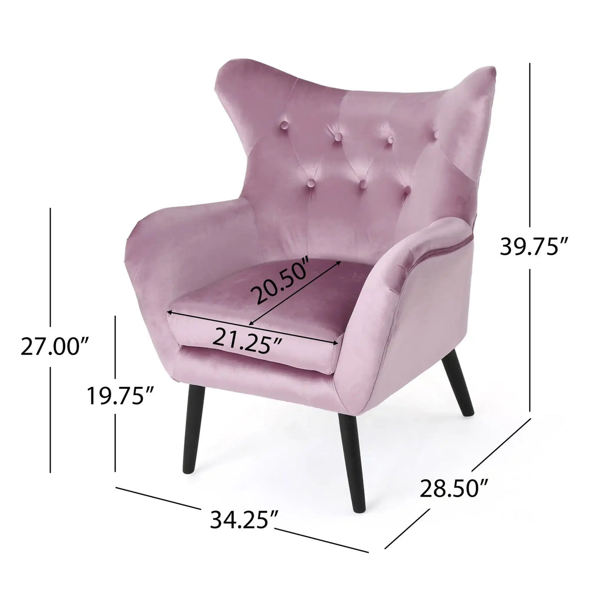 Alyssa - Mid Century Upholstered Arm Chair With Wingback Design