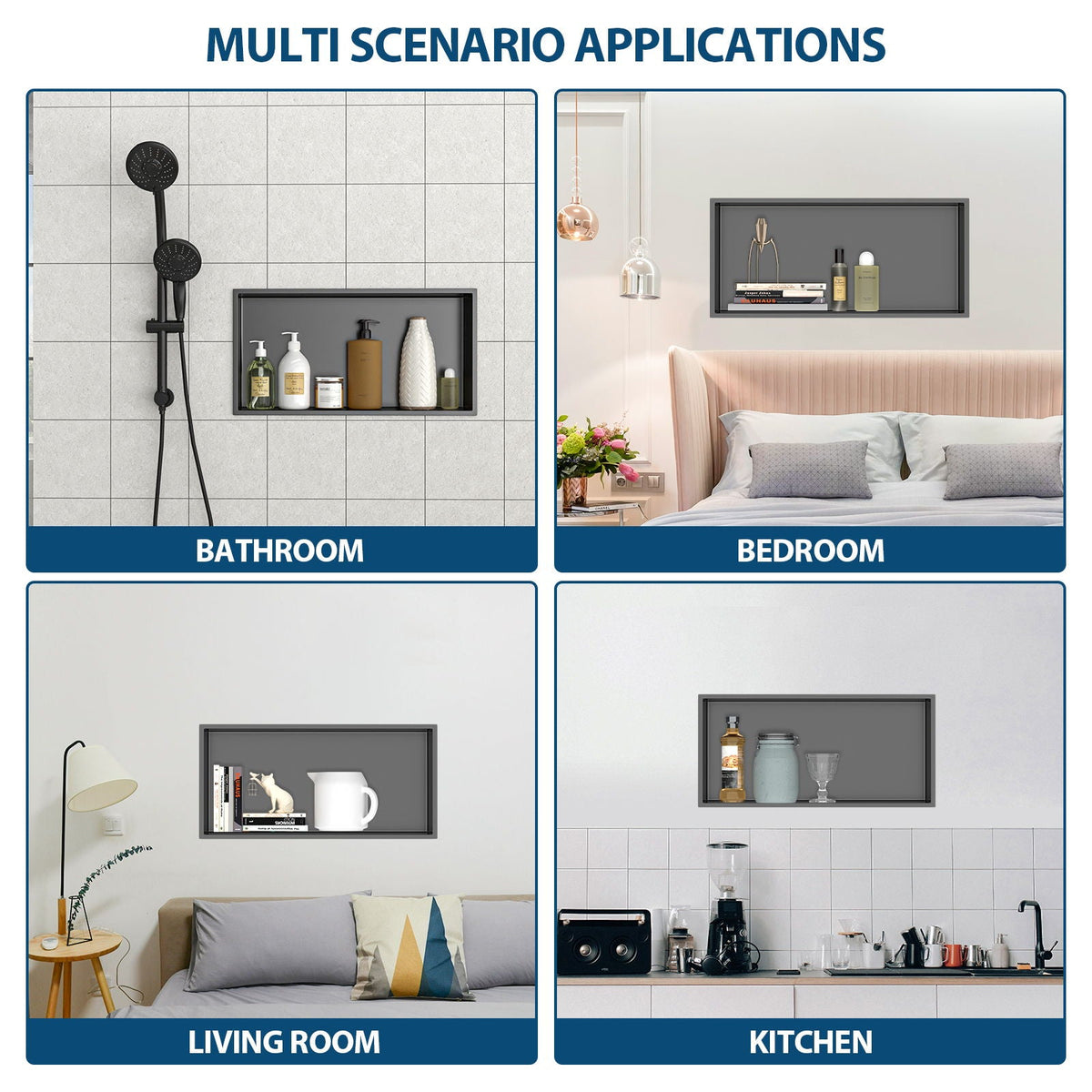 Stainless Steel Shower Niche With Seamless Design For Bathroom Storage