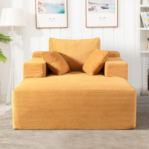 Convertible Chaise Lounge Chair With Wide Armrest & Throw Pillows