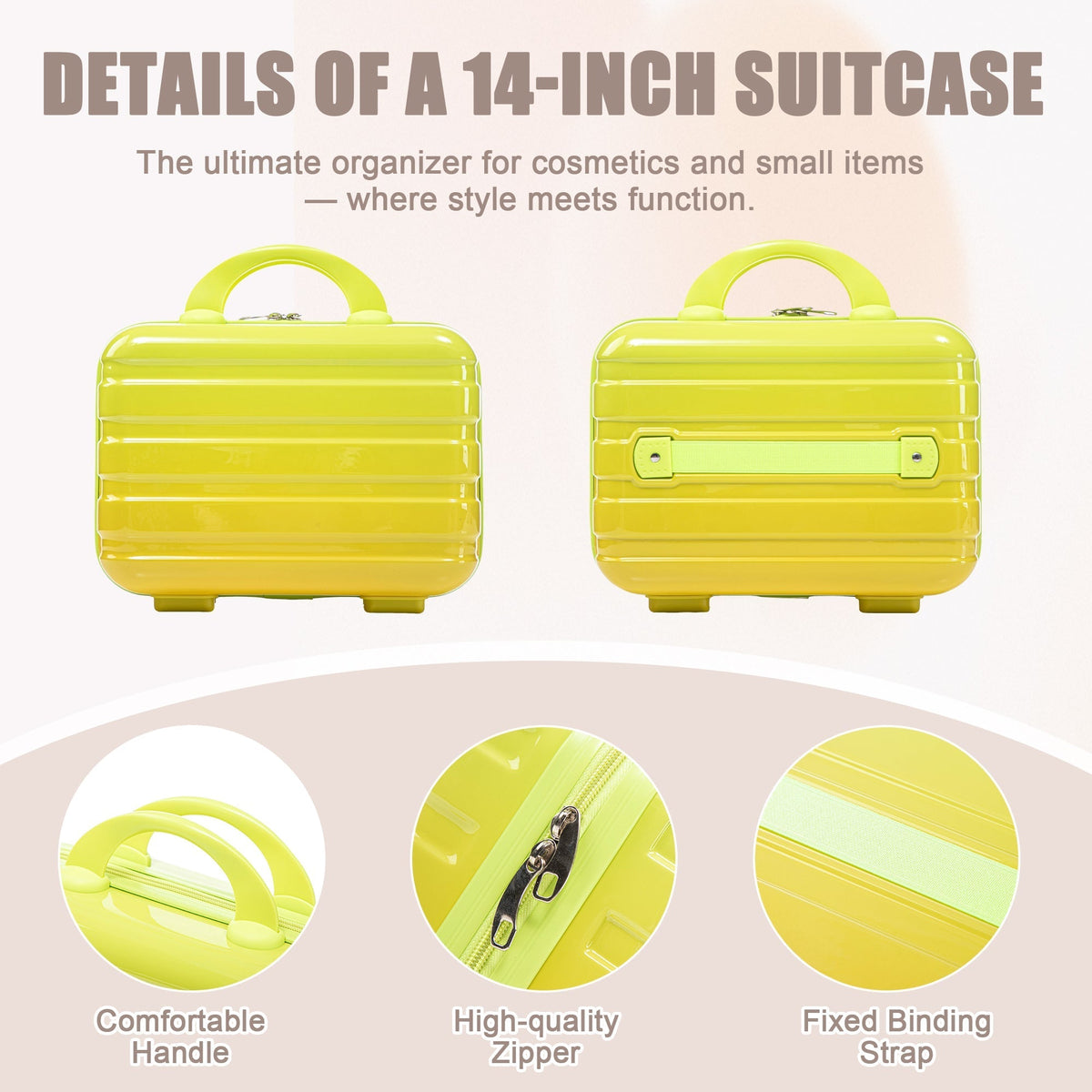 2-Piece Polycarbonate Spinner Wheel Luggage Set with Lock - Green & Yellow