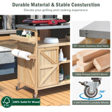 K&K Outdoor Kitchen Island, Rolling Bar Cart & Storage Cabinet