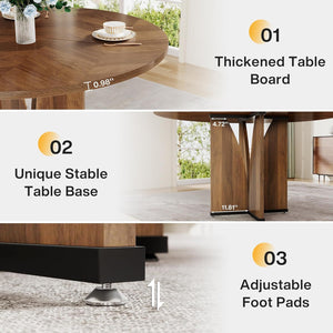 Round Compact Dining Table For 4 - Rustic Brown