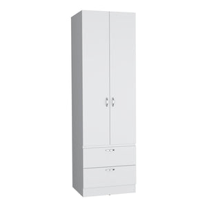 Armoire Wardrobe 76" H, Hanging Rod, 2 Drawers, 1 Shelf