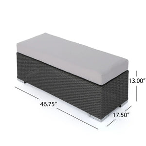 Enthrallia - Outdoor Wicker Bench With Foam Filled Cushion