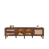 Rattan TV Stand with 3 Cabinets & 2 Drawers