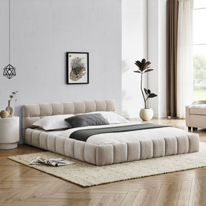 Modern Platform Bed Frame With Thick Fabric