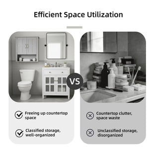Multi Functional Wall Mounted Cabinet With Adjustable Shelves For Bathroom