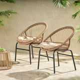 Outdoor Accent Chair with Curved Back and Basket Frame – Set of 2