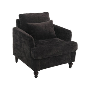 Modern Mid Century Wood Frame Armchair With Tufted Design