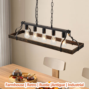 34-Inch Black and Gold Vintage Pendant Light