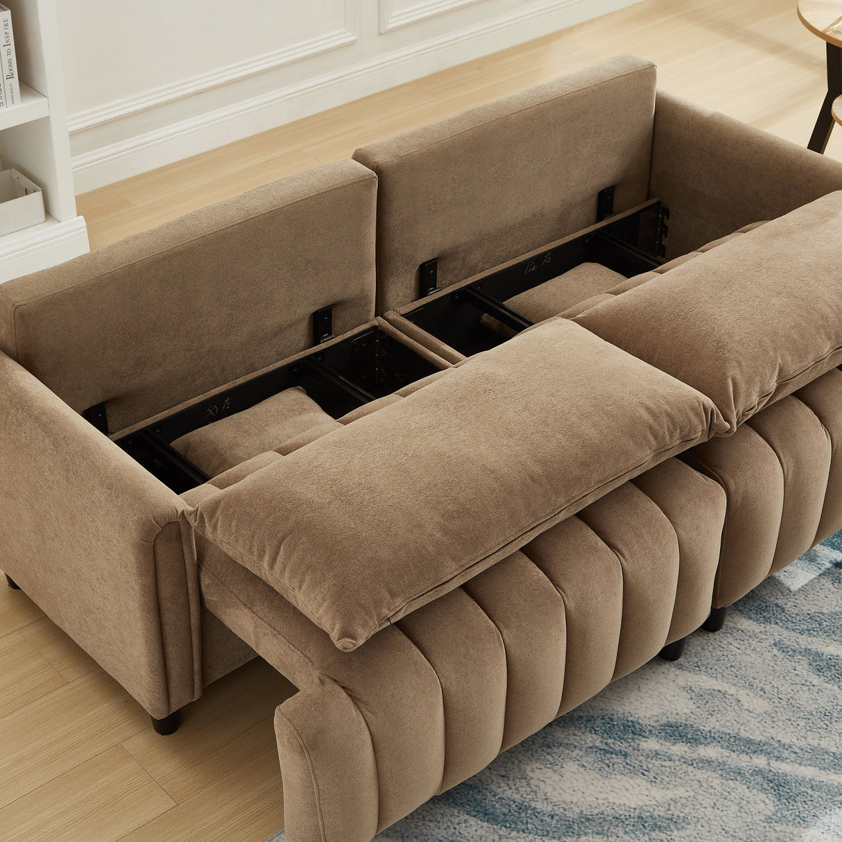 83'' Futon Sofa Bed with Adjustable Backrest and 2 Pillows