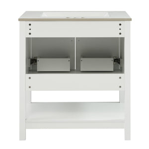 Elegant Bathroom Vanity With Ceramic Sink And Versatile Storage