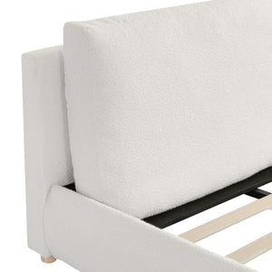 Queen Size Upholstered Platform Bed with Two Removable Pillow Headboard