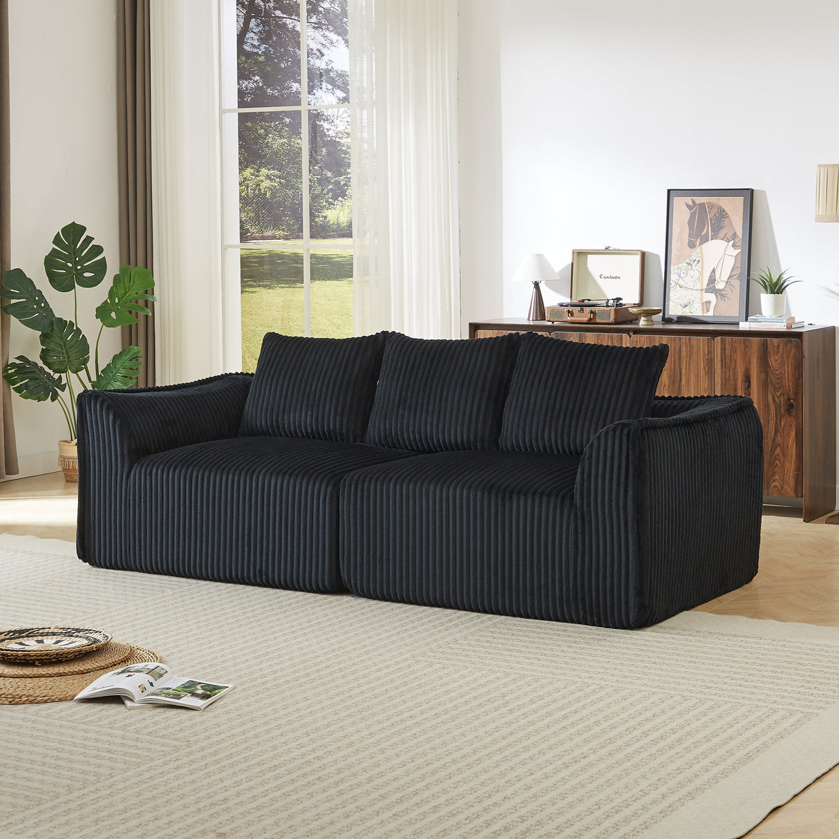 Minimalist 3-Seater Corduroy Sofa