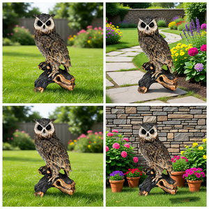 18.98' H x 11.10' L Simulated Owl Resin Garden Statue, Indoor & Outdoor Decorative Ornament, Lawn & Courtyard Art Craft Decoration