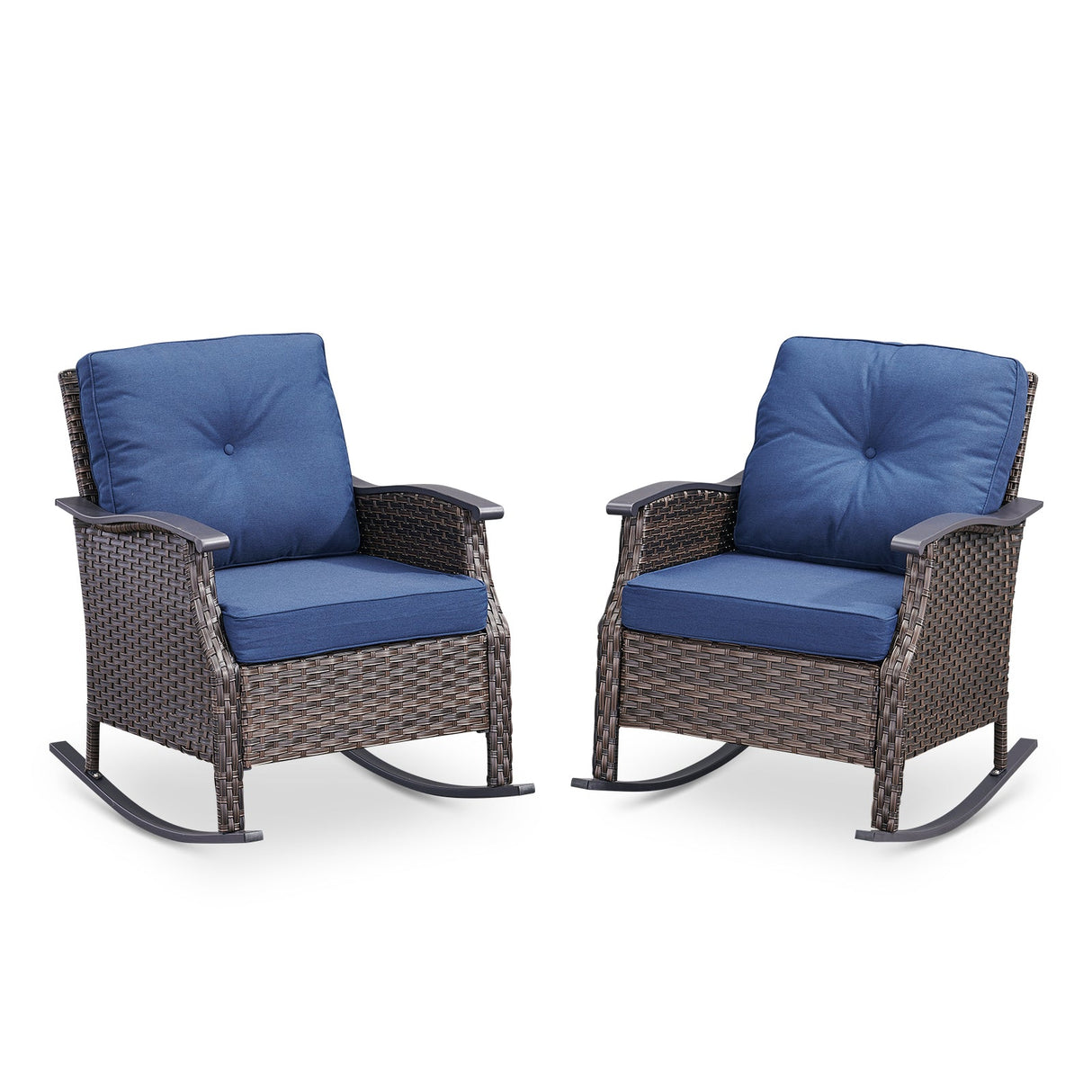 Outdoor Gliding Wicker Chairs Set of 2, PE Rattan Patio Glider Chairs