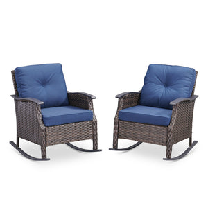 Outdoor Gliding Wicker Chairs Set of 2, PE Rattan Patio Glider Chairs