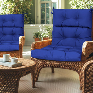 2-Piece High Back Patio Chair Cushion Set, Blue