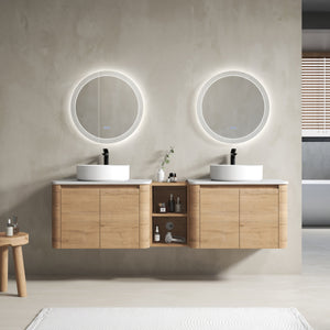 72" Wall-Mounted Bathroom Vanity With Ceramic Art Sink