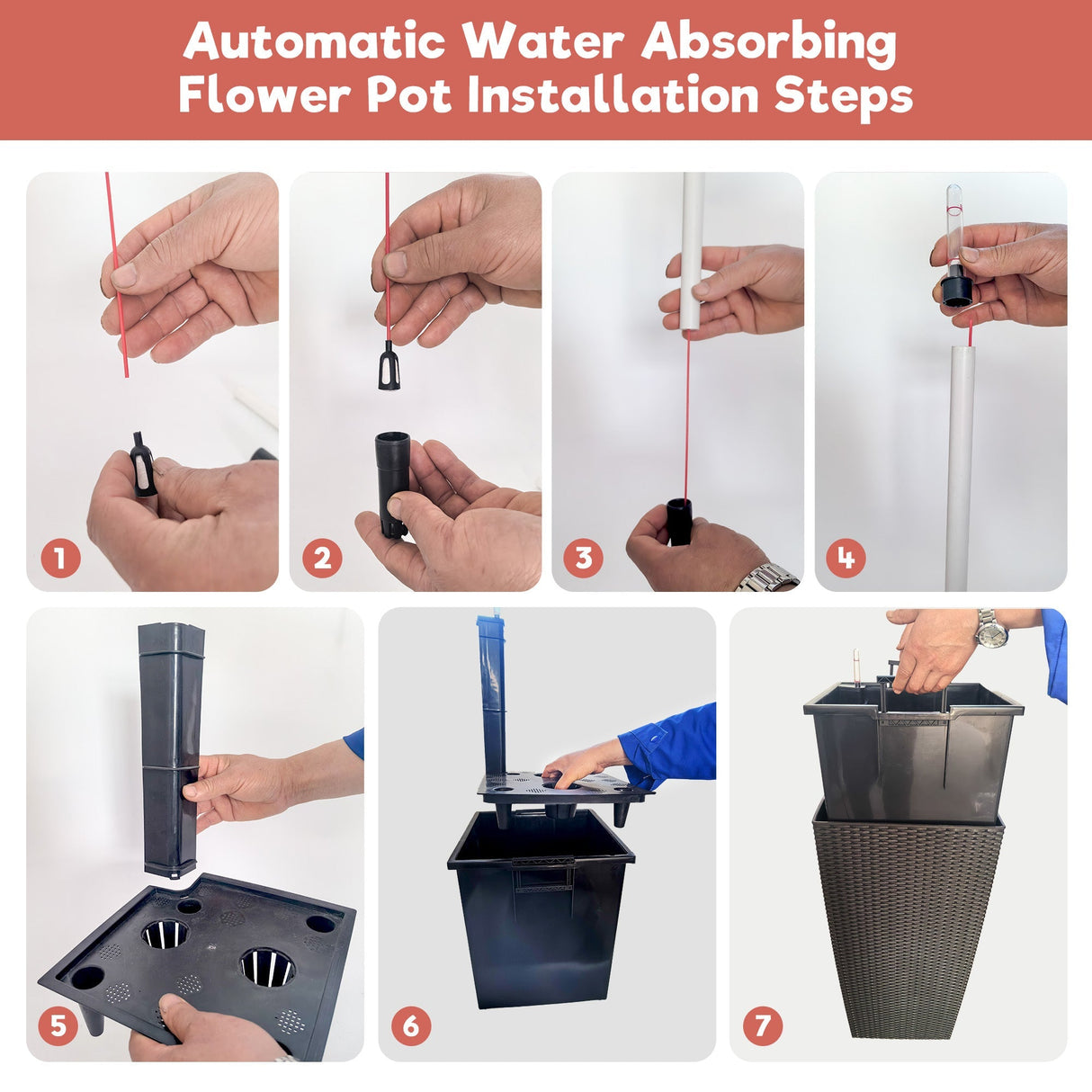 30 in Tall Large Flower Pot Planter with Self-Watering Drainage Holes