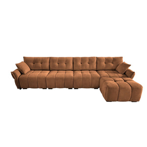 Sofa Set With Ottoman And Pillows, Textured, High Resilience Cushions