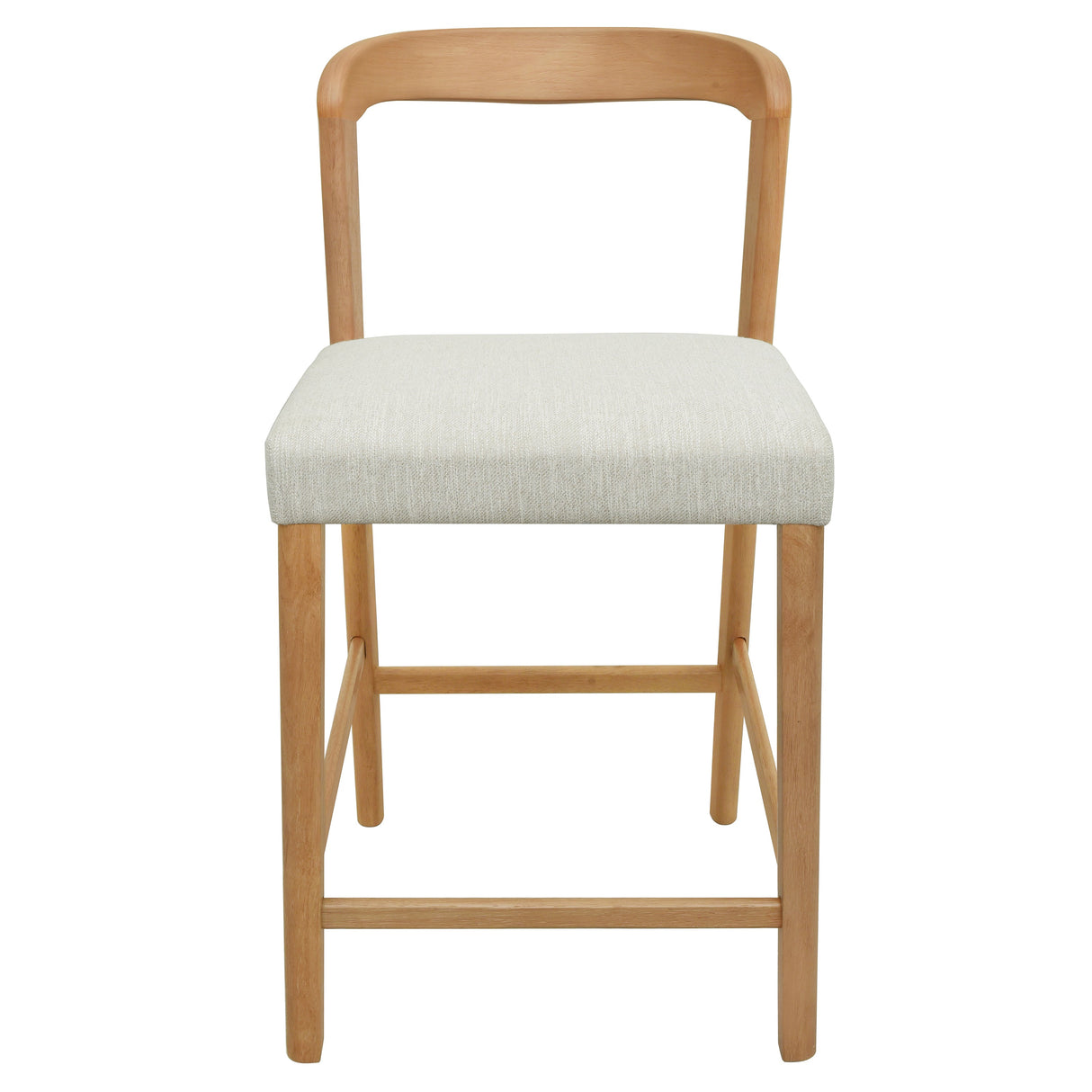 Solid Rubber Wood Counter Stools (Natural Oak + Beige) Set of 2