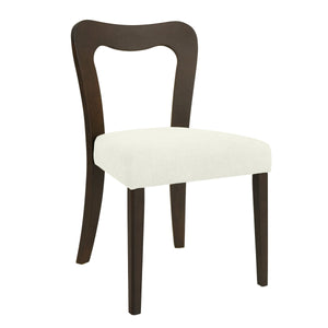 Dining Chair Without Arm Set of 2 (Dark Brown + Beige)