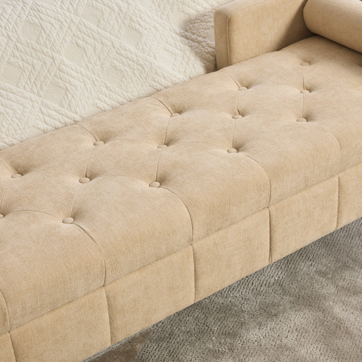 64.6"W Upholstered Chenille Flip-top Storage End of Bed Bench