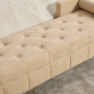 64.6"W Upholstered Chenille Flip-top Storage End of Bed Bench