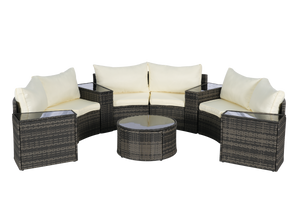 Outdoor Patio Furniture 11-Piece Half-Moon Sectional Round Patio Sofa Set