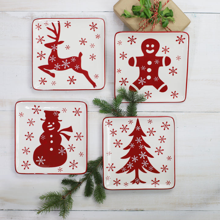 Winterfest 8-Inch Salad Plates | Dessert Plates Set of 4pcs