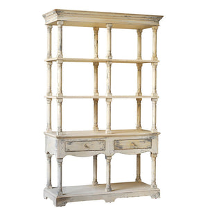 Adela French Country Bookcase Display Storage Shelf Etageres - Antique White