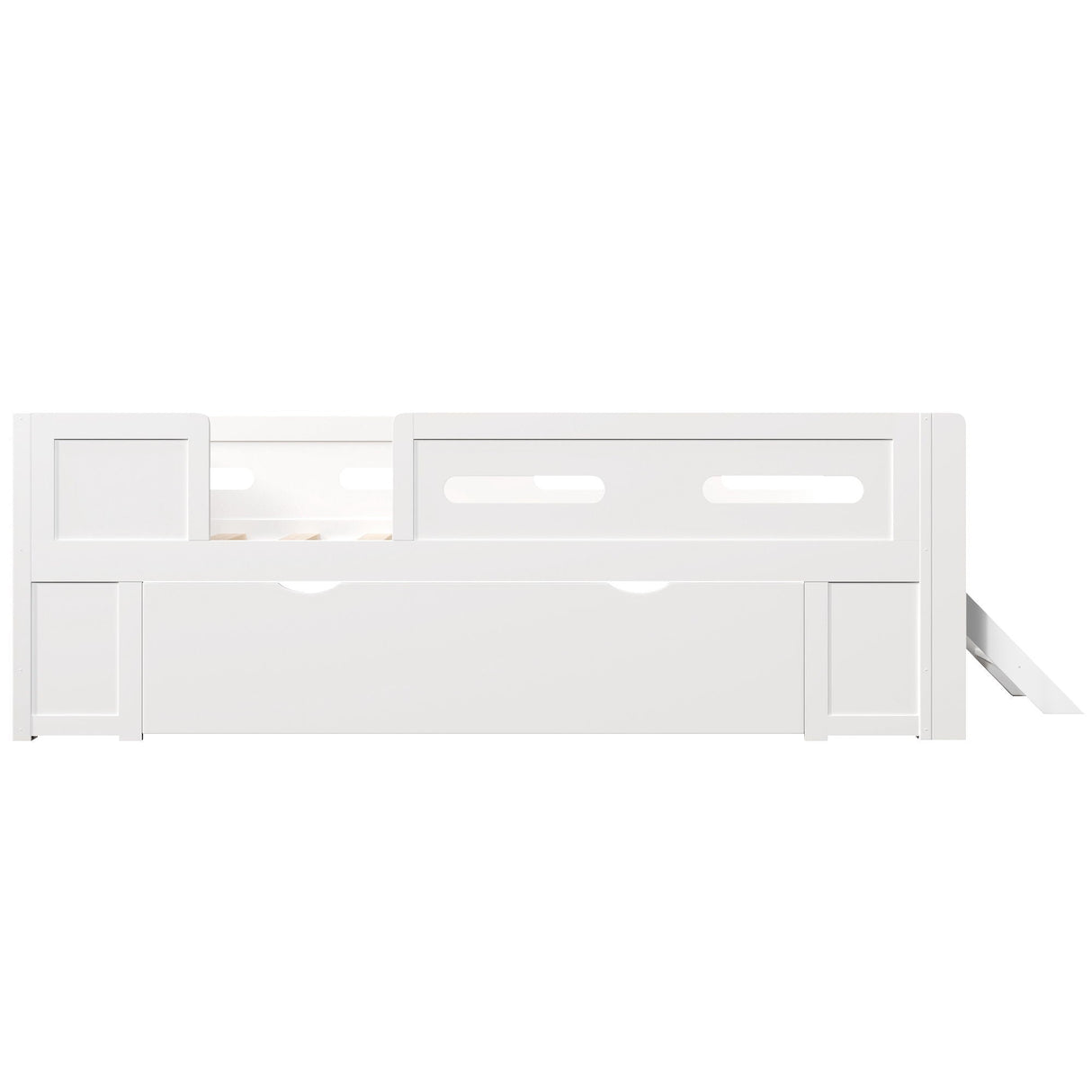 Platform Bed With Guardrail And Drawer