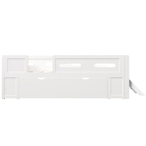 Platform Bed With Guardrail And Drawer