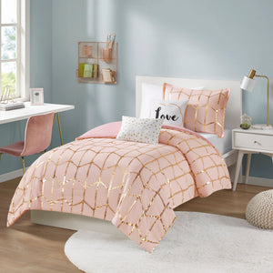 4-Piece Twin/Twin XL 100% Polyester Brushed Printed Comforter Set