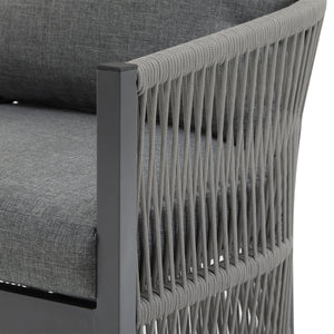 Modern Curved Aluminum Lounge Chair With Stylish Rope Weave Design And Cushioned Comfort For Outdoor