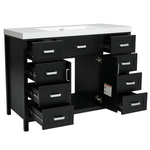 Bathroom Vanity With Sink, 2 Doors 8 Drawers, Soft Close System, Classic Design