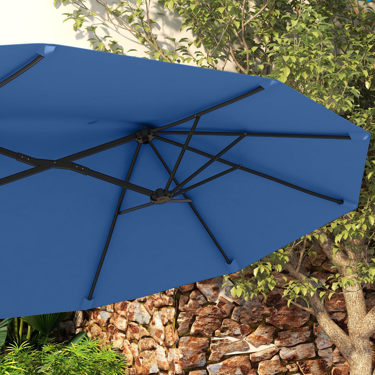 Outsunny 9.5' Double-Sided Patio Umbrella with 3 Air Vents, Tilt and Crank