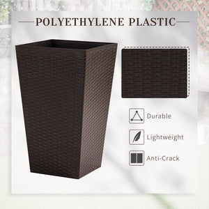 Tall Polypropylene Planter Set with Drainage - Brown or Black